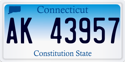 CT license plate AK43957