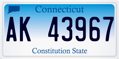 CT license plate AK43967