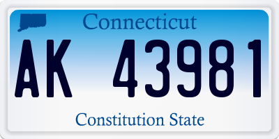 CT license plate AK43981