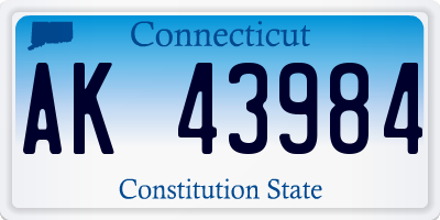 CT license plate AK43984