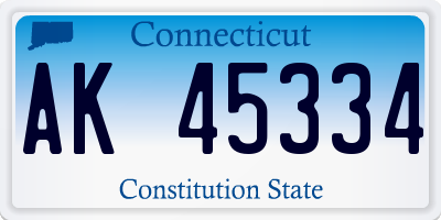 CT license plate AK45334