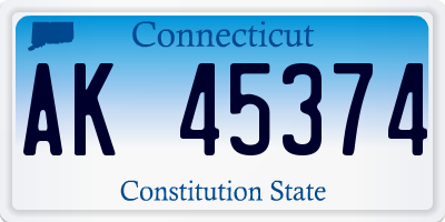 CT license plate AK45374
