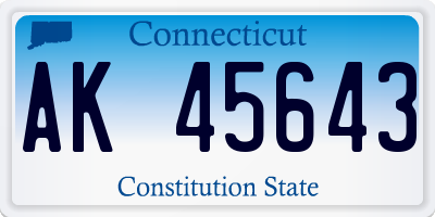 CT license plate AK45643