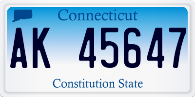 CT license plate AK45647