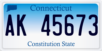 CT license plate AK45673