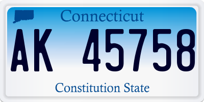 CT license plate AK45758