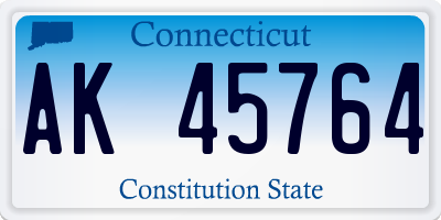 CT license plate AK45764