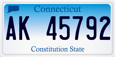 CT license plate AK45792