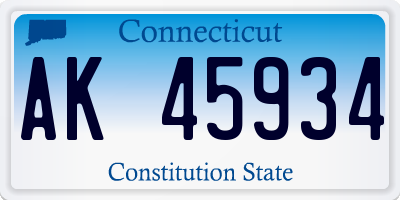 CT license plate AK45934