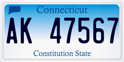 CT license plate AK47567
