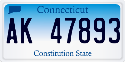 CT license plate AK47893