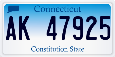 CT license plate AK47925