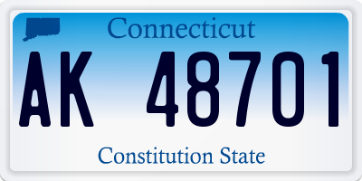 CT license plate AK48701