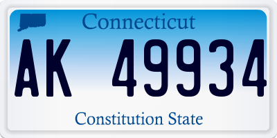 CT license plate AK49934