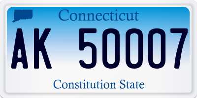 CT license plate AK50007