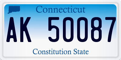 CT license plate AK50087