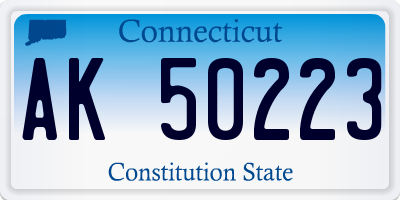 CT license plate AK50223