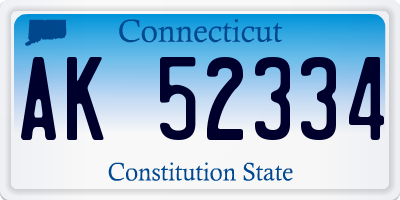 CT license plate AK52334