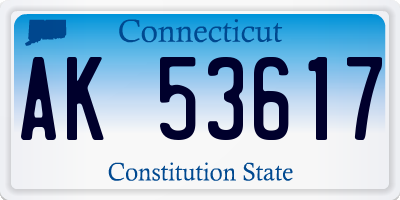 CT license plate AK53617