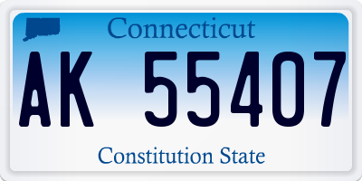 CT license plate AK55407