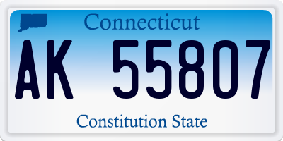 CT license plate AK55807
