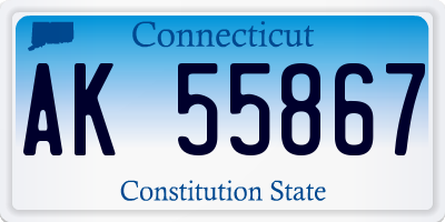 CT license plate AK55867