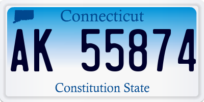 CT license plate AK55874