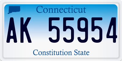 CT license plate AK55954