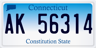CT license plate AK56314