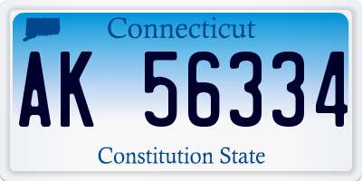 CT license plate AK56334