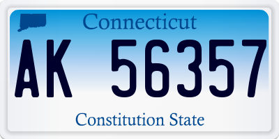 CT license plate AK56357