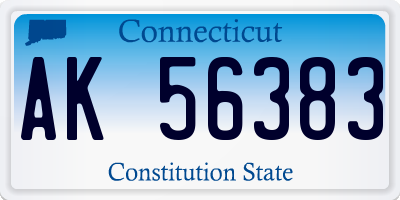 CT license plate AK56383