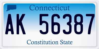 CT license plate AK56387