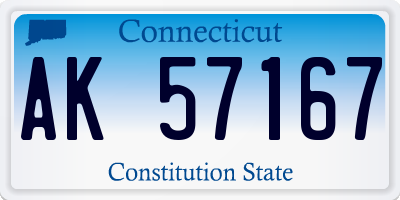 CT license plate AK57167