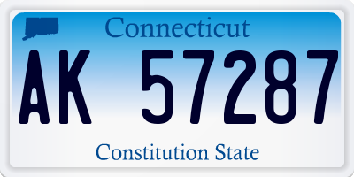 CT license plate AK57287
