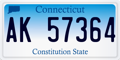 CT license plate AK57364