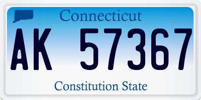 CT license plate AK57367