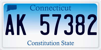 CT license plate AK57382