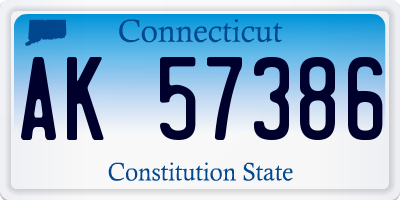 CT license plate AK57386