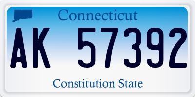 CT license plate AK57392