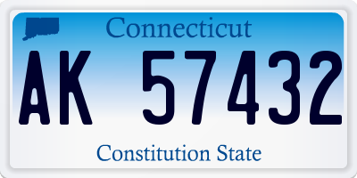 CT license plate AK57432