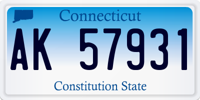 CT license plate AK57931