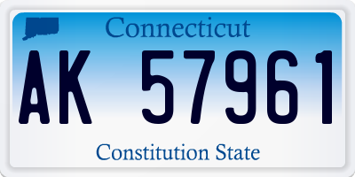 CT license plate AK57961