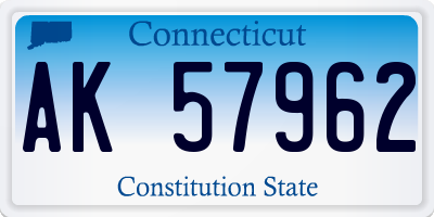 CT license plate AK57962