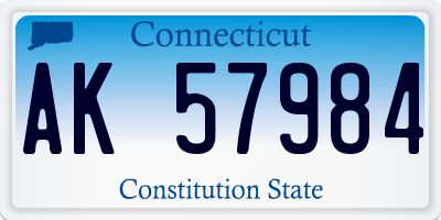 CT license plate AK57984