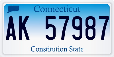 CT license plate AK57987