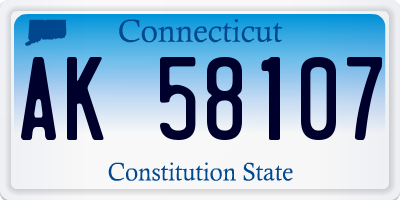 CT license plate AK58107