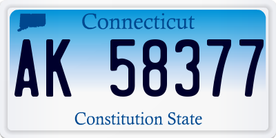 CT license plate AK58377