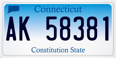 CT license plate AK58381