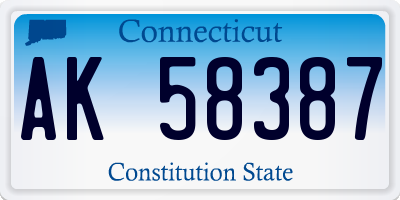 CT license plate AK58387